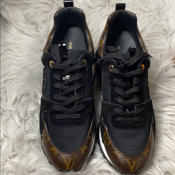 Louis Vuitton Black Leather And Mesh Run Away Low Top Sneakers Size 36.5 Louis  Vuitton